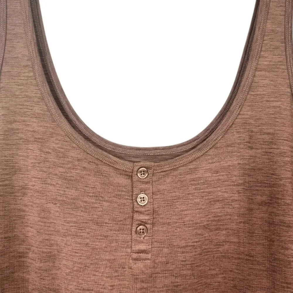Vuori Falls Jumpsuit Almond Heather XL Wide Leg One Piece Athleisure Brown - Picture 6 of 11